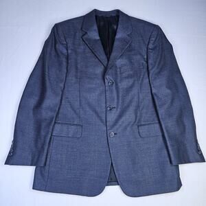 Andrew Fezza Mens 42R Blazer Sport Coat Silk Wool Navy Blue Jacket Interview